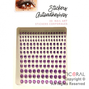STICKERS STRASS AUTOADHESIVOS CIRCULOS FACETADOS LILA X 12 PLANCHAS